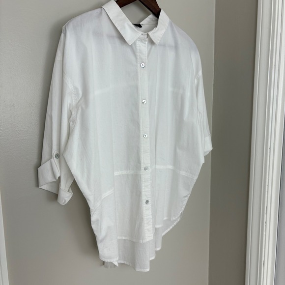 Eileen Fisher Shirt White Button Down Collared Large Capsule Classic Minimal - Picture 6 of 15